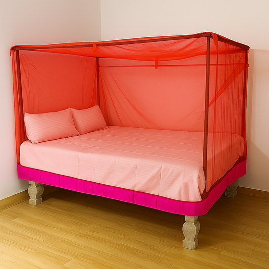 RN ENTERPRISE Polyester Adults Washable Elegant Bed Box Type for Double Bed – 6x7 ft Mosquito Net
