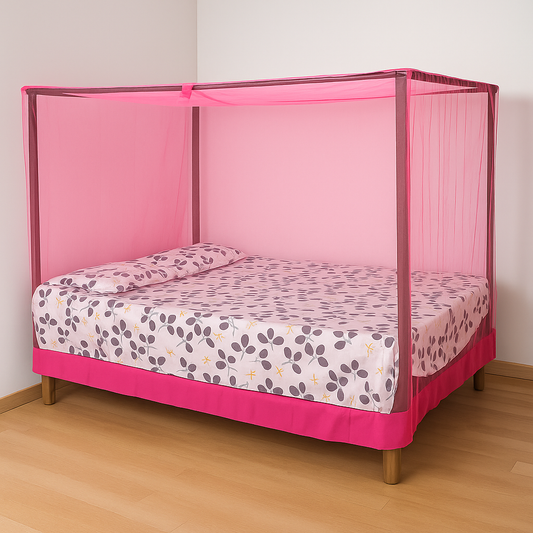 RN ENTERPRISE HDPE - High Density Poly Ethylene Adults Washable Premium Machardani for Double Bed Pink