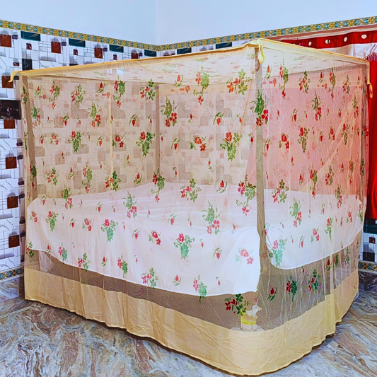 RN ENTERPRISE Polyester Adults Washable Classic Flower Designing (6 x 7) Mosquito Net
